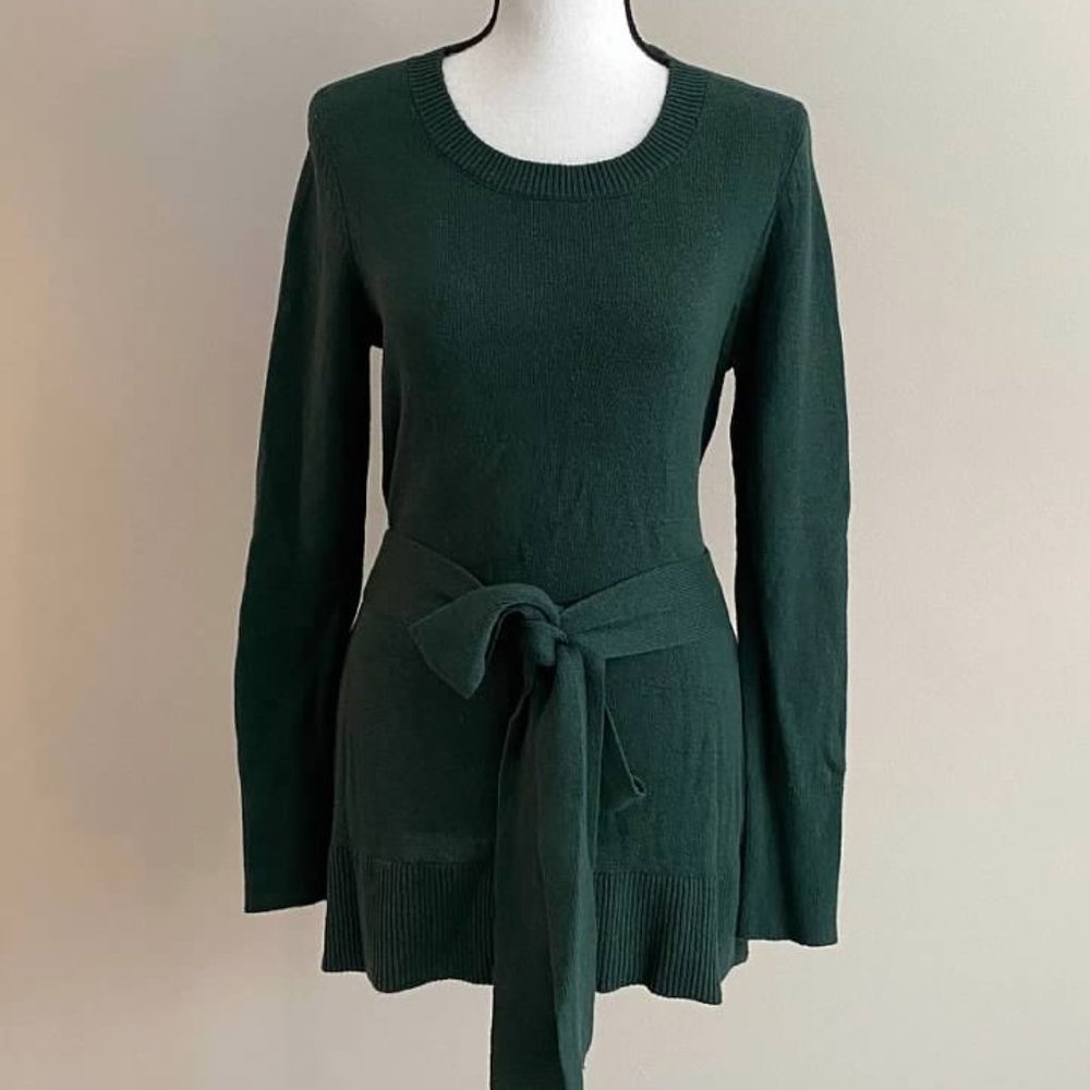 Ann Taylor Factory Dark Green Tie Waist Top